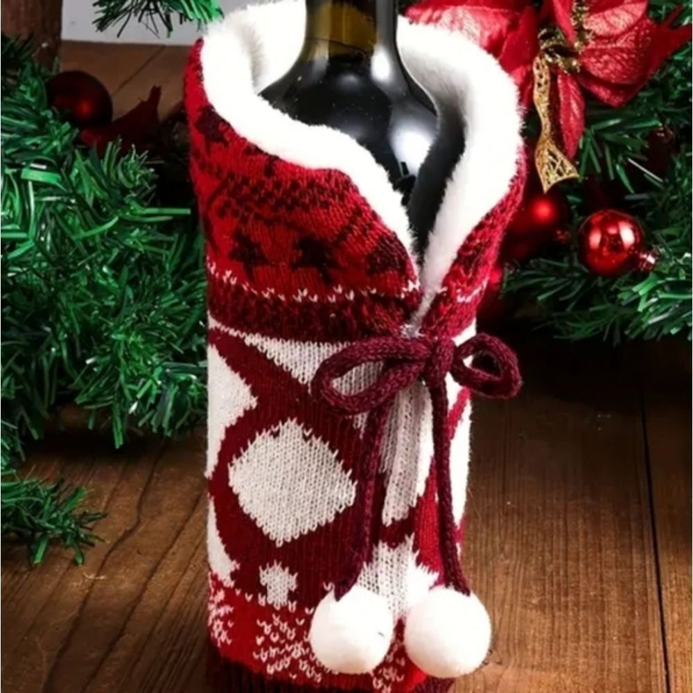 CUTE CozyFestive Quality Holiday Bottle Cover‎ Sleeve, SET of 2! Great Gifts.NEW - Picture 3 of 7
